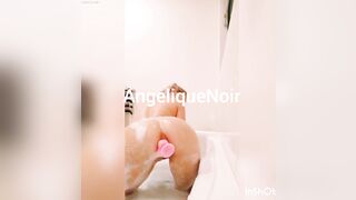 Angelique Noir (Jordan-Millicent) with huge-tits dildo-time fuck her pussy in bathtub