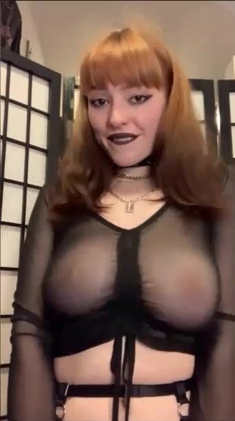 Saffron topless boob play spin