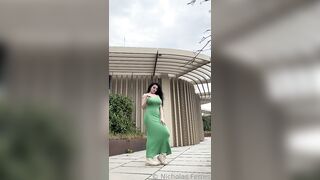 Laurine Nickels green dress