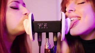 Asmr double macro ear licking mouth sounds with elsa yori