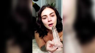 Tattooed E-Girl xxIrisMaexx Clear Dildo Choking Blowjob