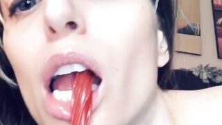 Tracy Marie Briare eating liquorice