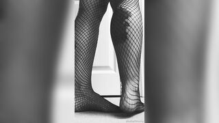 Elizabeth Hunny Trying on Stockings and Fishnets