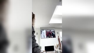Claire Stone boobs TV remote control