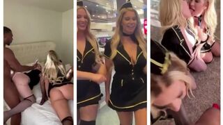 Karmen Karma 3 Blondes Air Hostes Sharing a BBC