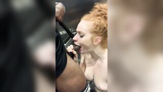 redhead in elevator