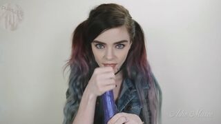 Ashe Maree fucks herself and sucks dildo