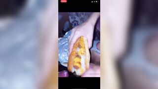 Brittany Adeline eating cum hotdog