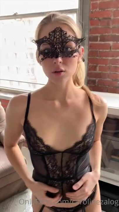 caroline zalog tease in mask