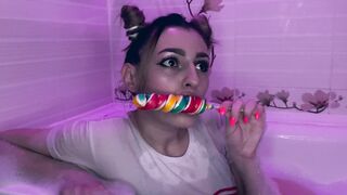 Olchonok asmr lollipop sucking bath