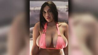 Dasani Delgado big tits out and fucks dildos