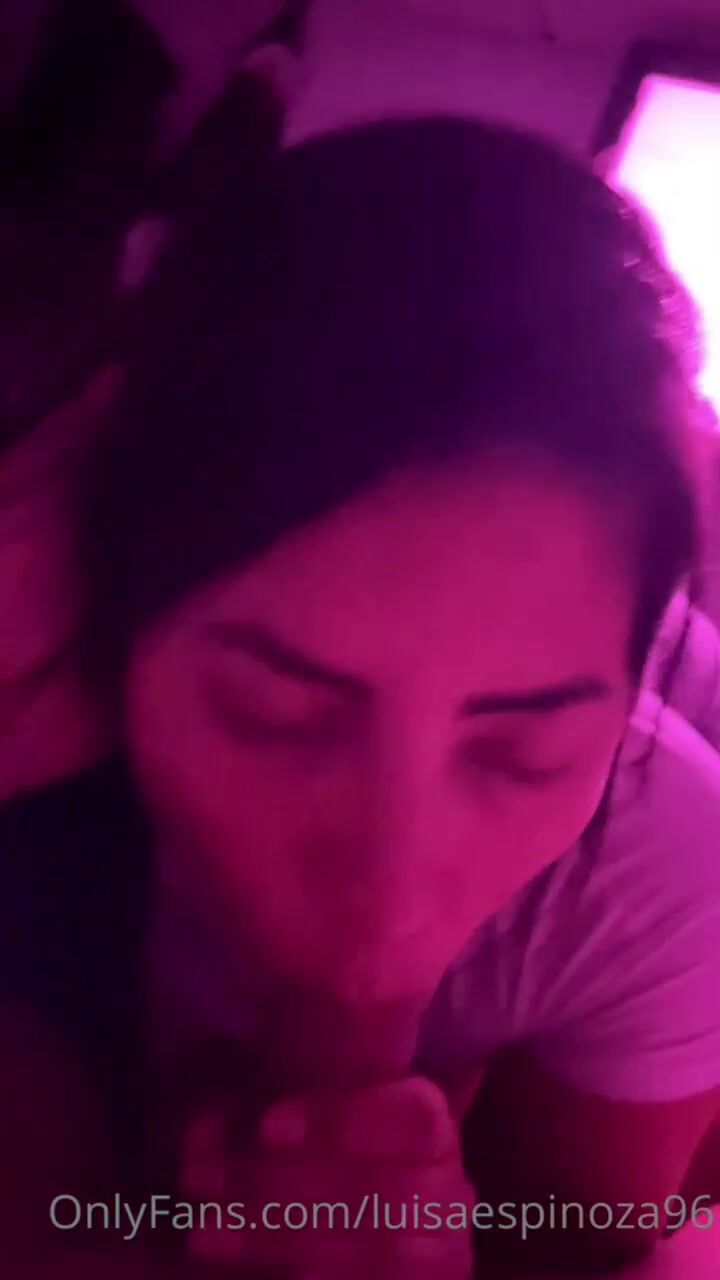 Luisa puffing during a blowjob