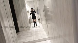 wednesday squirts in busy public toilet Littlesubgirl