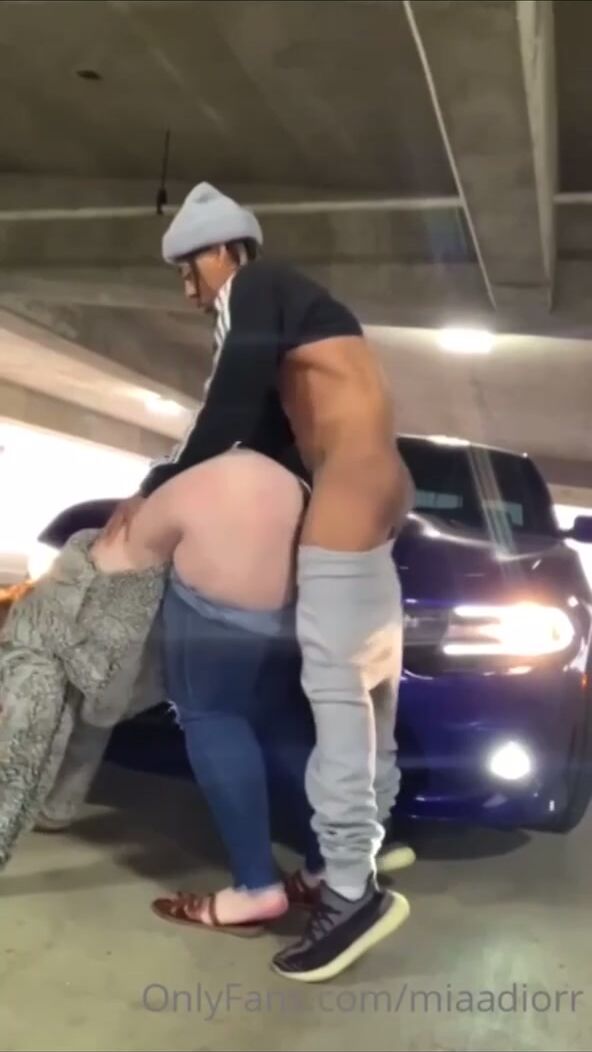 Mia Dior with bbc in parking garage