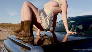 Livstixs ride a dildo in public on top of her truck