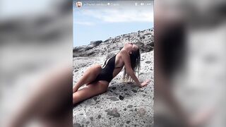 Polina Malinovskaya posing in bikini