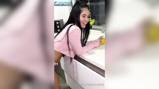 Lesbian latinas have sex at the kitchen