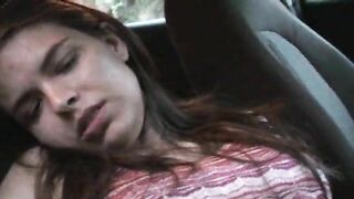 Zuzinka fucks her pussy in her car