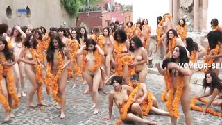 Group of naked girls in photo session
