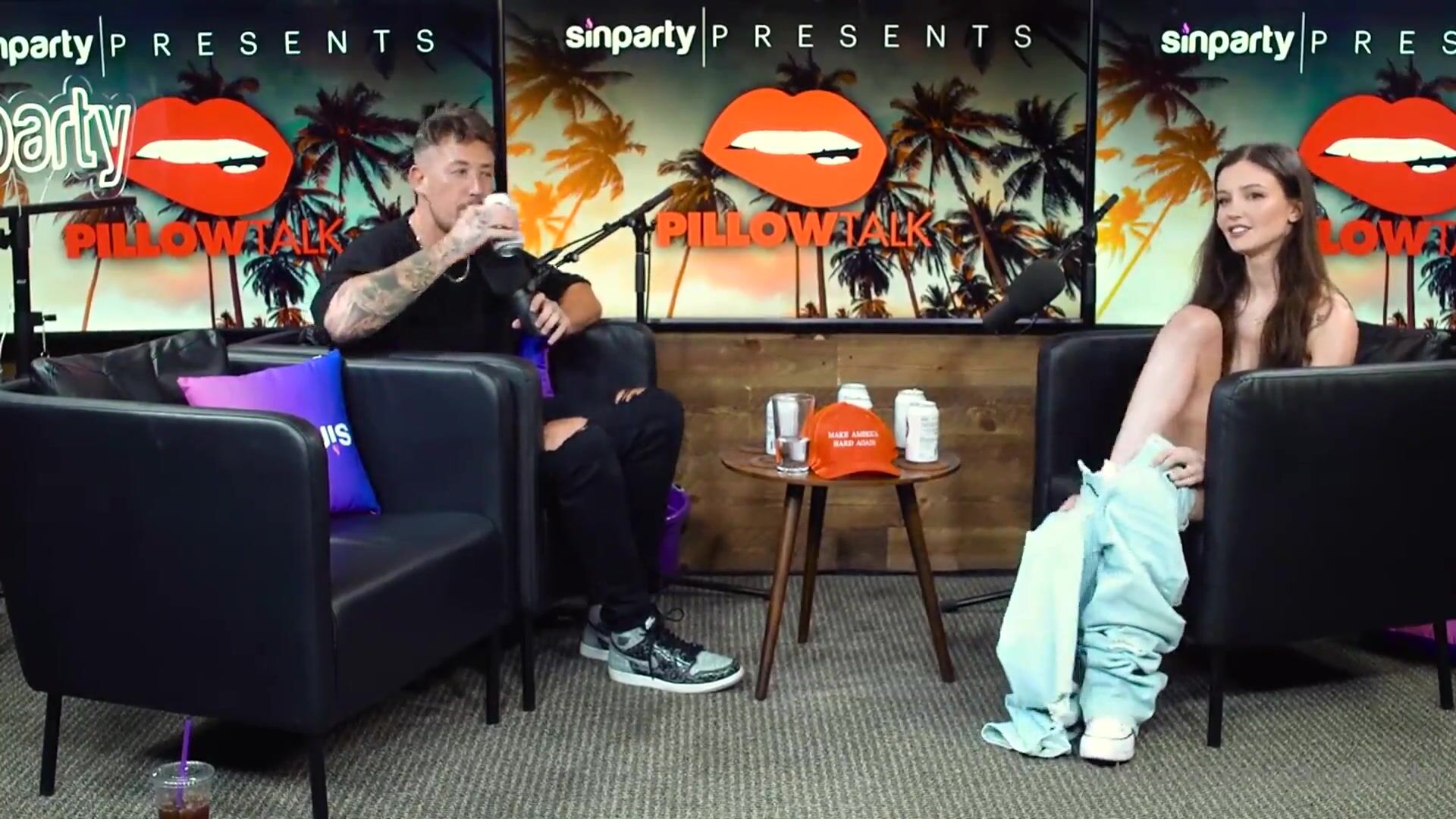 Dainty Wilder pillow talk squirting on podcast video