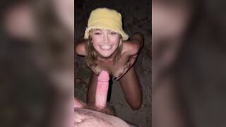 Sarah - Horny Waiter Risky Blowjob on a Public Beach