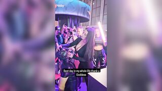 Angela White spitting in a fan's mouth 2