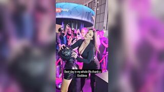 Angela White spitting in a fan's mouth 2