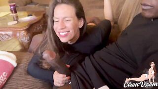 amateur wife blow huge BBC with cuckold husband filming