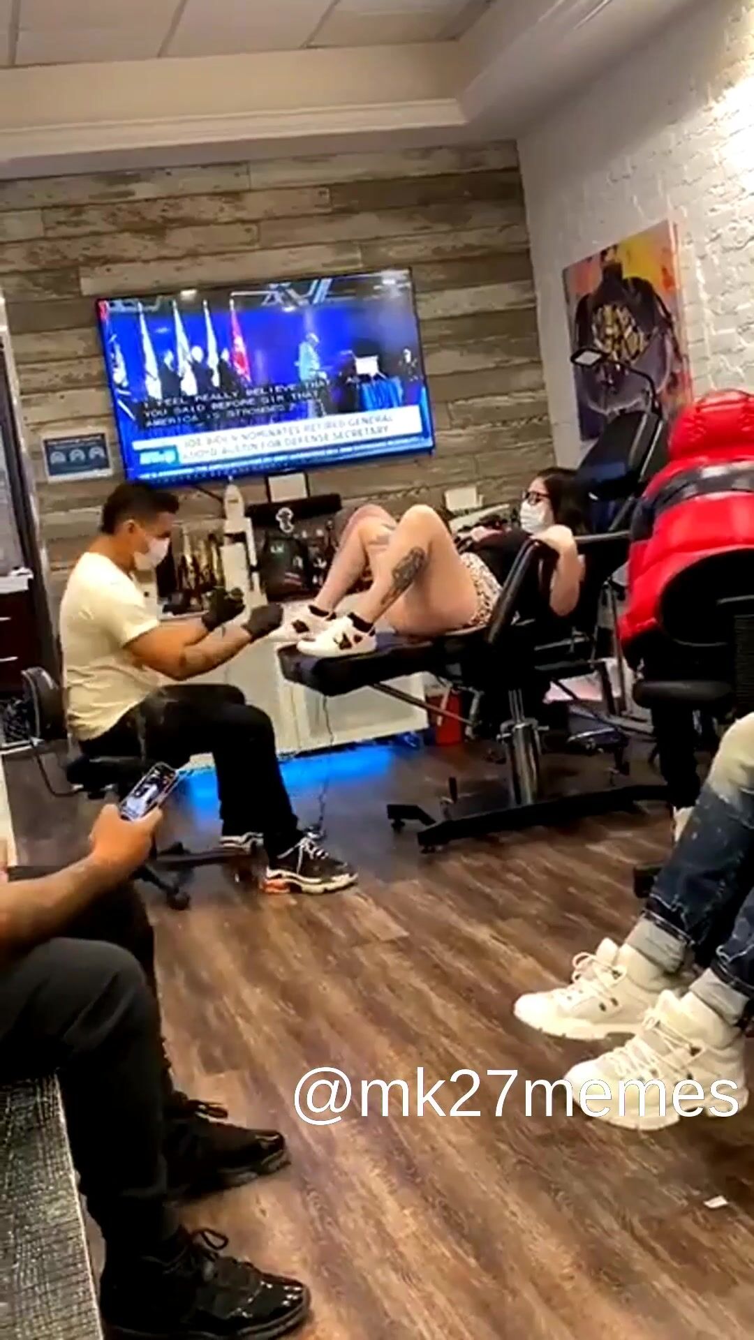 Girl Squirting While Getting Tattoo